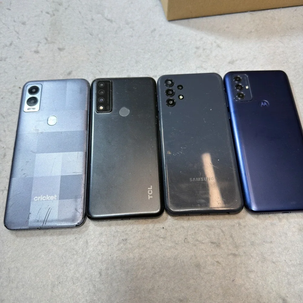 Samsung Motorola TCL Cricket Smartphone Lot 4pc Black Blue Fair For Parts Repair